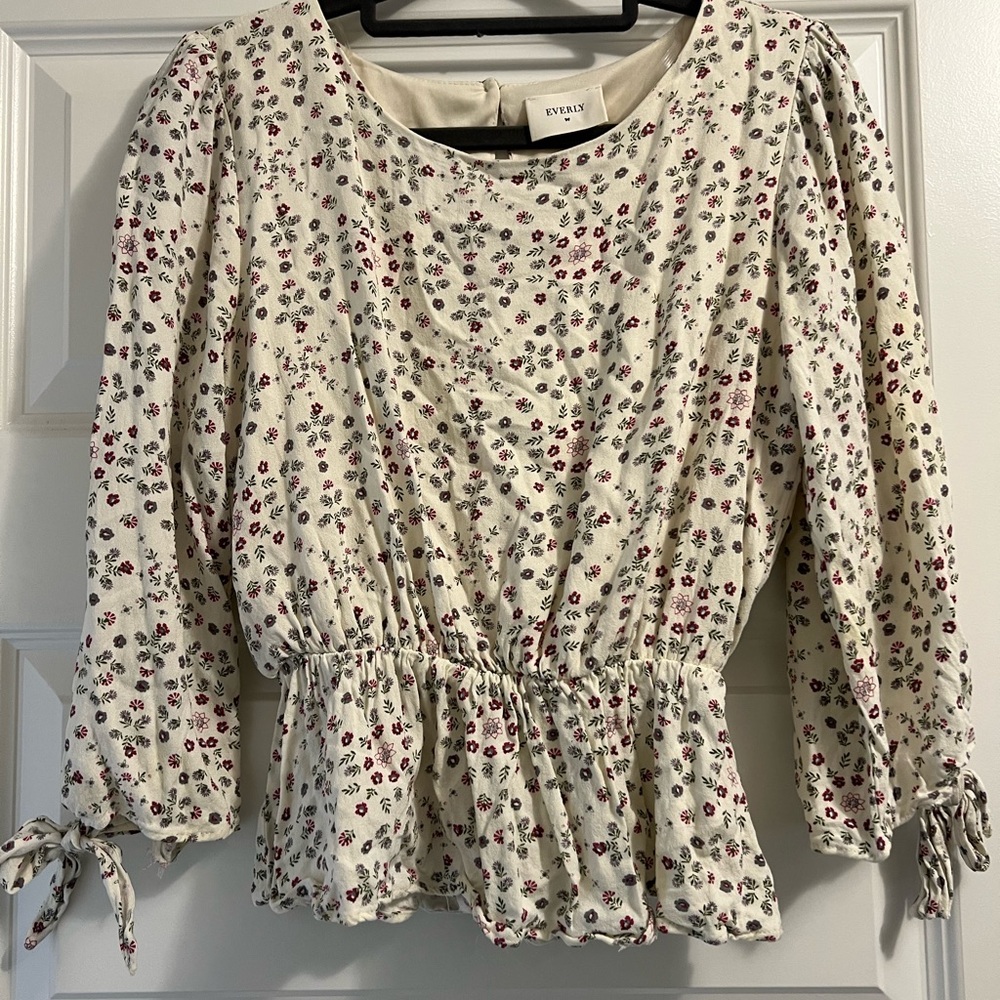 Everly Floral Print Peplum Blouse